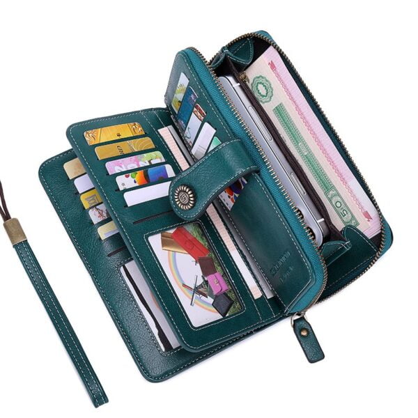 RFID Antimagnetic Wallet Long Zipper Women's Wallet Leather Wallet New Large Capacity Handbag - Image 3