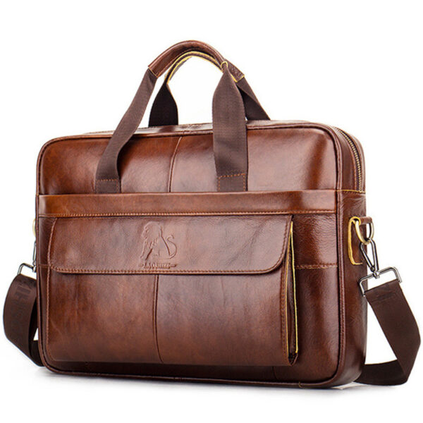 Leather Hand-carried Top Layer Cowhide Business Briefcase with Large Capacity