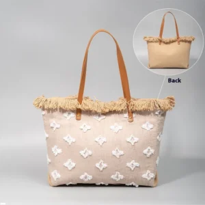 Canvas Double-layer Fabric Handbag Tassel