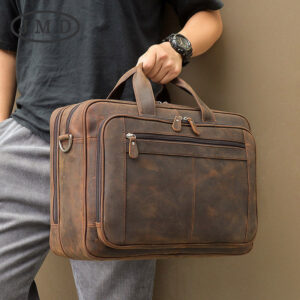 Fashion Men's Crazy Horse Leather Laptop Bag