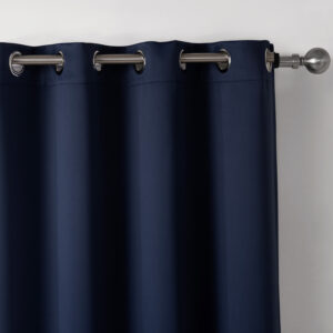 Dark Blue Bedroom Blackout Fabric Printed Curtains: Elegant and Functional