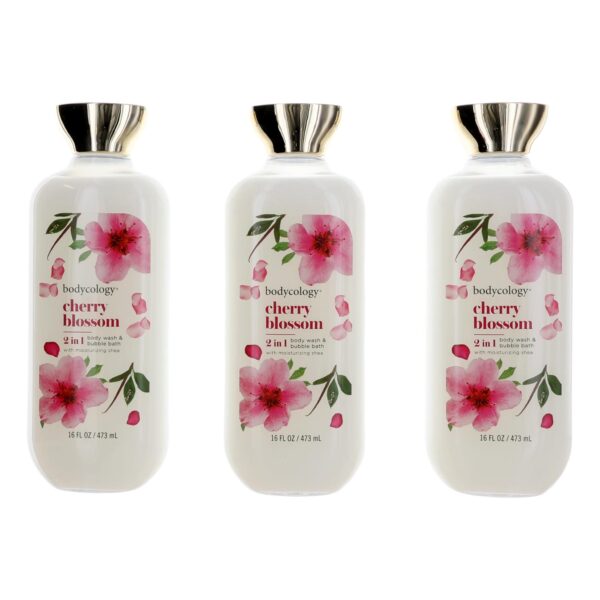 Cherry Blossom By Bodycology 3 Pack 16oz 2 in 1 Body Wash & Bubble Bath women