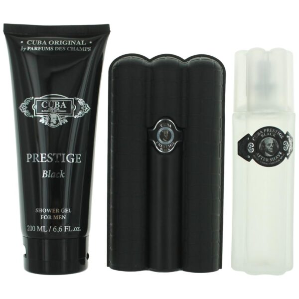 Cuba Prestige Black By Cuba 3 Piece Gift Set for Men