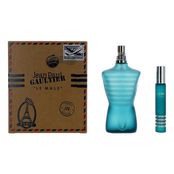 Jean Paul Gaultier Le Male By Jean Paul Gaultier 2 Piece Set men with Travel Spray