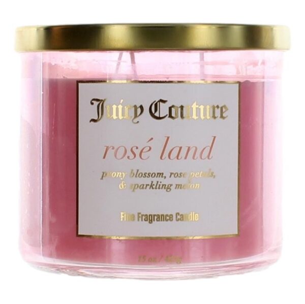 Juicy Couture 14.5 oz Soy Wax Blend 3 Wick Candle- Rose Land By Juicy Couture