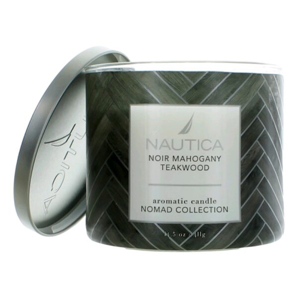 Nautica 14.5 oz Soy Wax Blend 3 Wick Candle - Noir Mahogany Teakwood By Nautica