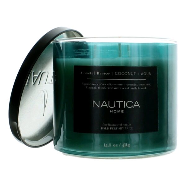 Nautica 14.5oz Soy Wax Blend 3 Wick Candle - Coastal Breeze Coconut & Aqua By Nautica