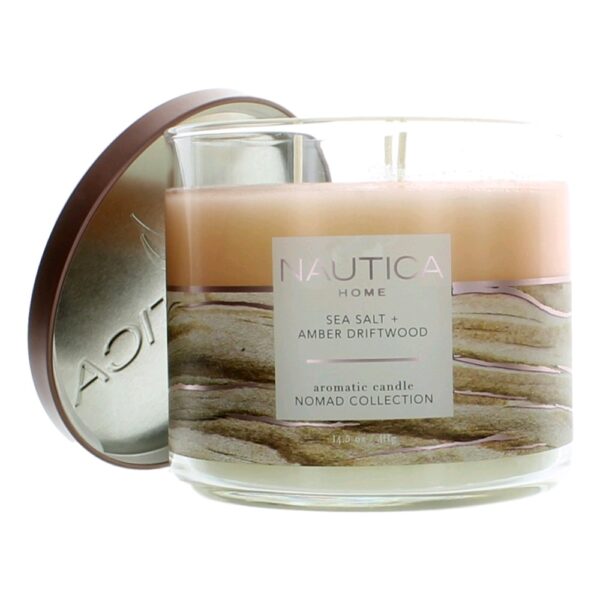 Nautica 14.5oz Soy Wax Blend 3 Wick Candle - Sea Salt & Amber Driftwood By Nautica