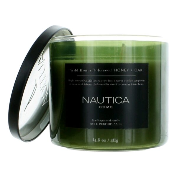 Nautica 14.5oz Soy Wax Blend 3 Wick Candle - Wild Honey Tobacco Honey & Oak By Nautica