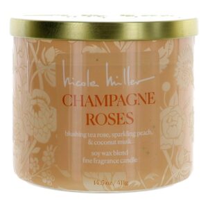 Nicole Miller 14.5 oz Soy Wax Blend 3 Wick Candle - Champagne Roses By Nicole Miller