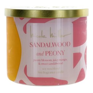 Nicole Miller 14.5 oz Soy Wax Blend 3 Wick Candle - Sandalwood and Peony By Nicole Miller