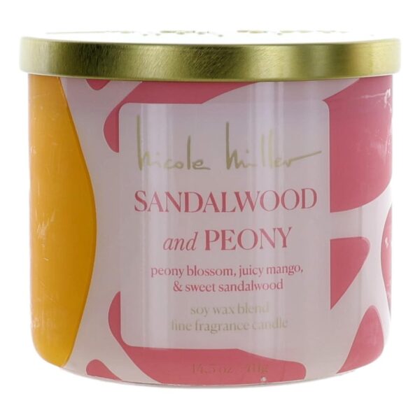 Nicole Miller 14.5oz Soy Wax Blend 3 Wick Candle - Sandalwood and Peony By Nicole Miller