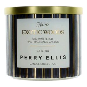 Perry Ellis 14.5 oz Soy Wax Blend 3 Wick Candle - Exotic Woods By Perry Ellis