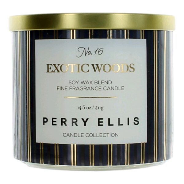 Perry Ellis 14.5 oz Soy Wax Blend 3 Wick Candle - Exotic Woods By Perry Ellis