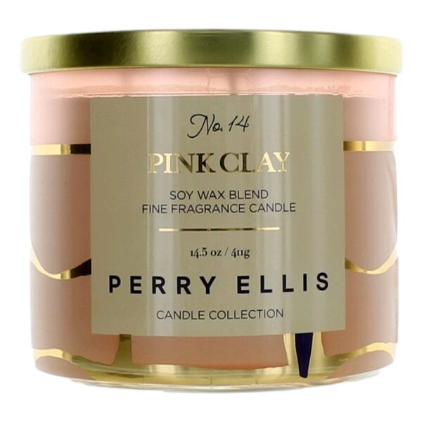 Perry Ellis 14.5 oz Soy Wax Blend 3 Wick Candle - Pink Clay By Perry Ellis