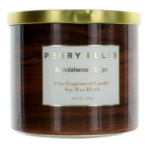 Perry Ellis 14.5 oz Soy Wax Blend 3 Wick Candle - Sandalwood Sage . By Perry Ellis