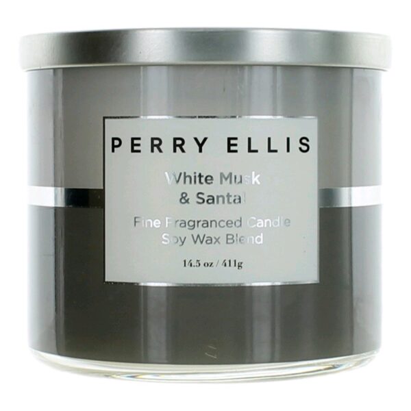 Perry Ellis 14.5 oz Soy Wax Blend 3 Wick Candle - White Musk & Santal By Perry Ellis