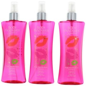 Pink Vanilla Kiss Fantasy by Body Fantasies 3 Pack 8 oz Fragrance Body Spray for Women