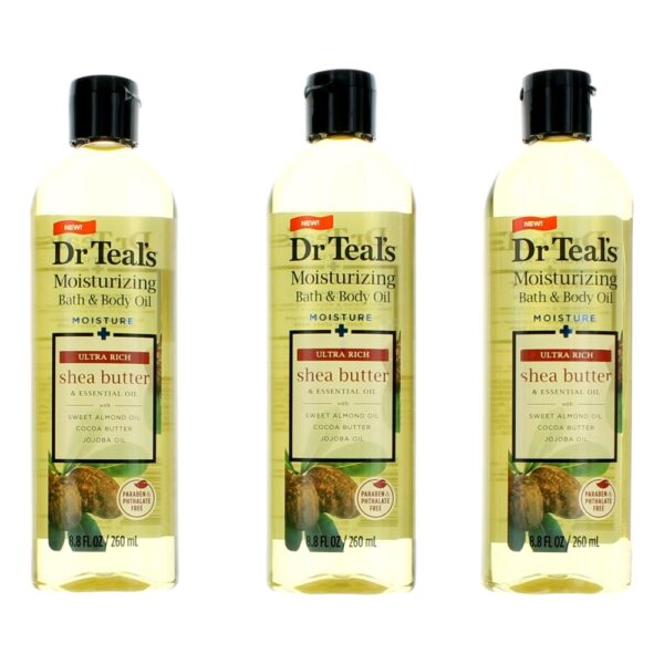 Shea Butter & Essential Oil By Dr. Teal's 3 Pack 8.8oz Moisturizing Bath & Body Oil