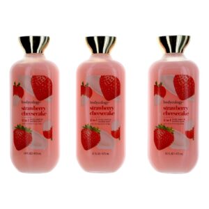 Strawberry Cheesecake By Bodycology 3 Pack 16 oz 2 in 1 Body Wash & Bubble Bath for Women