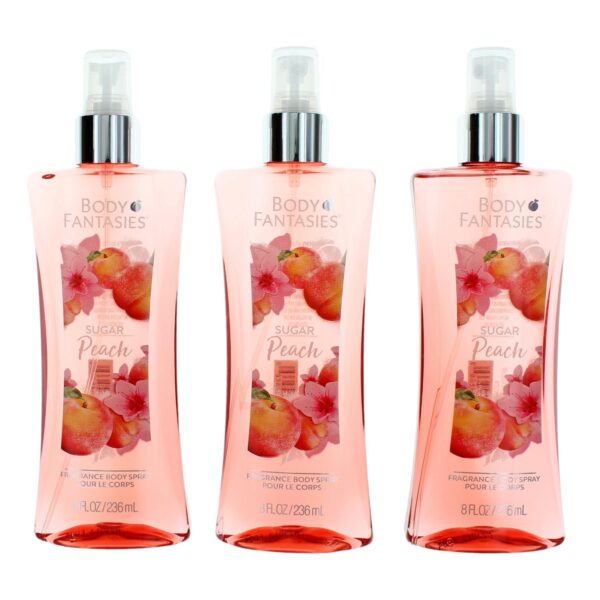 Sugar Peach By Parfums De Coeur 3 Pack 8 oz Fragrance Body Spray women