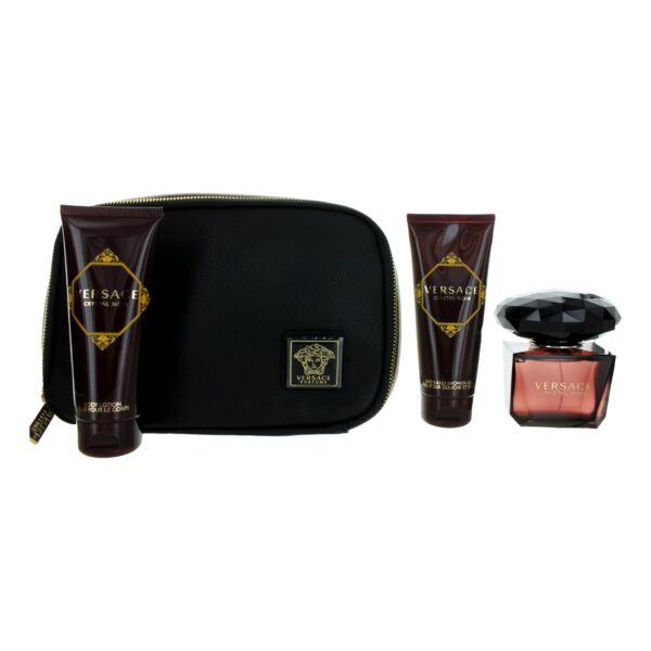 Versace Crystal Noir By Versace 4 Piece Gift Set women with Beauty Bag