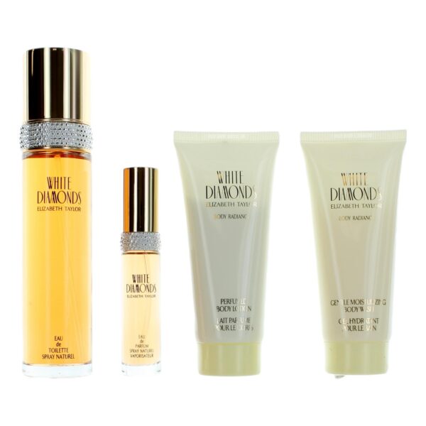 White Diamonds By Elizabeth Taylor 4 Piece Gift Set women with Body Wash