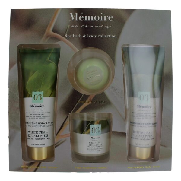 White Tea + Eucalyptus by Memoire Archives 4 Piece Bath & Body Set for Unisex